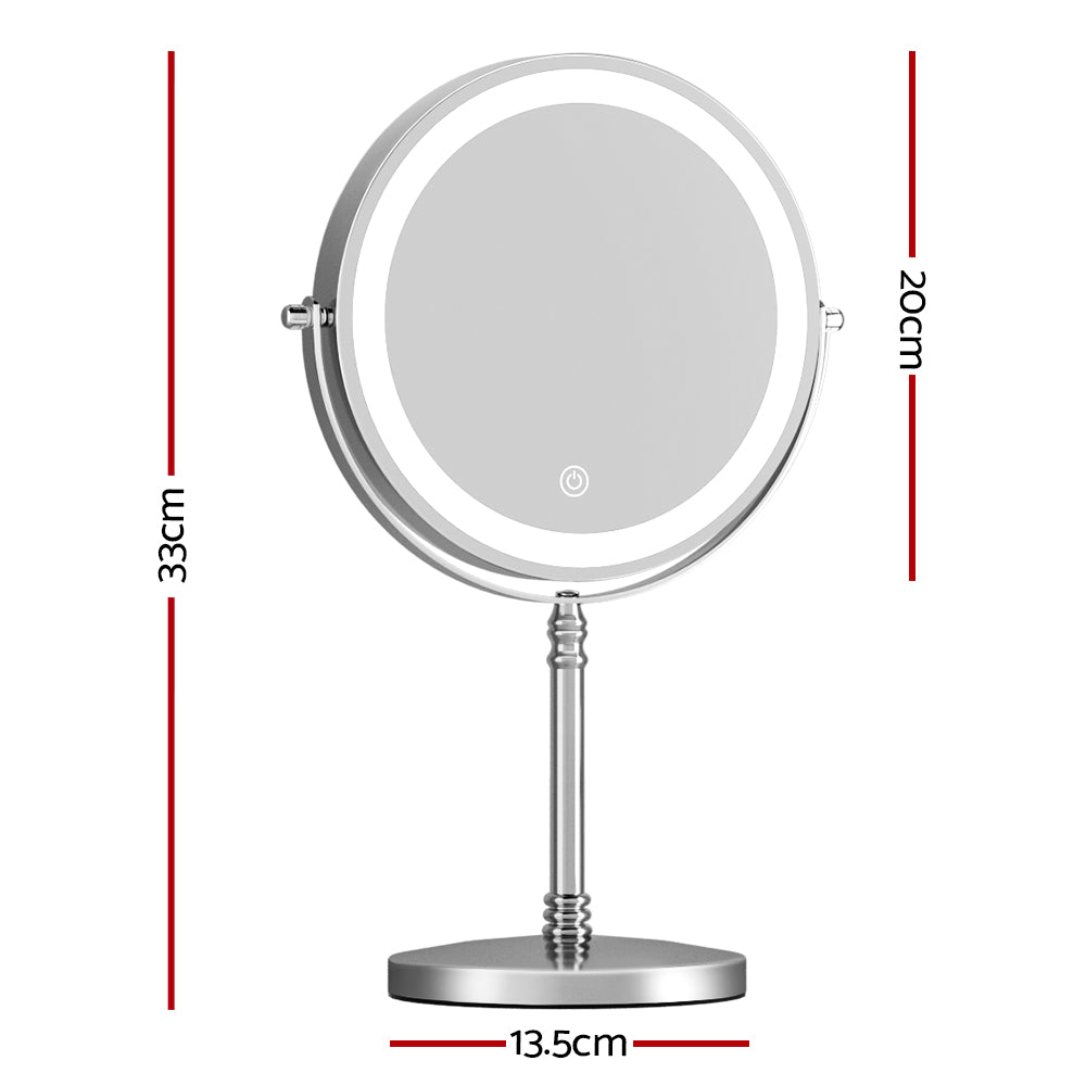 Makeup Mirror 20x20cm 10X Magnifying with LED Light Rotation Tabletop-2