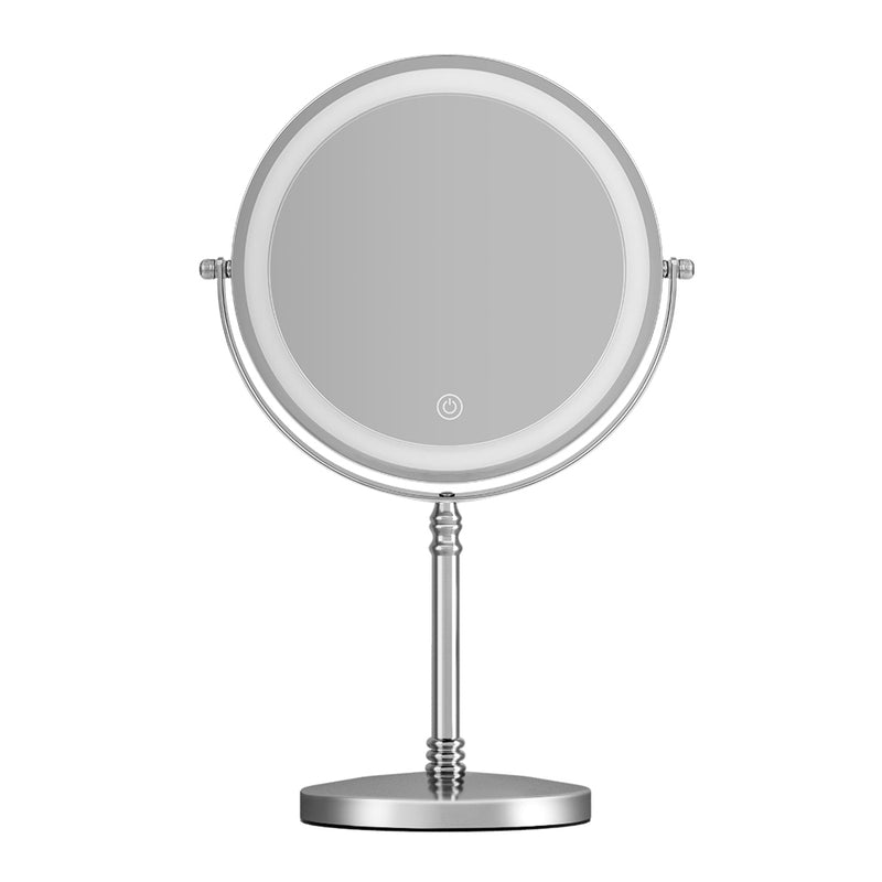 Makeup Mirror 20x20cm 10X Magnifying with LED Light Rotation Tabletop-3