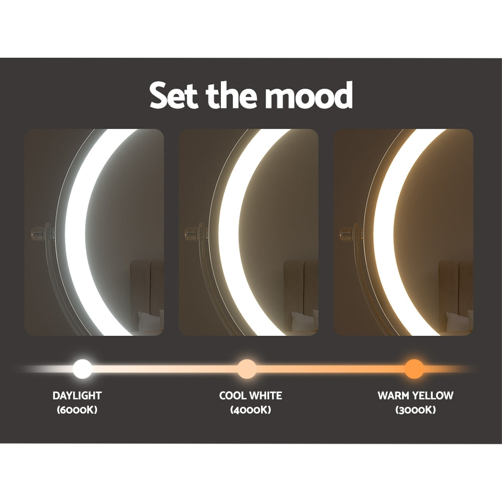 Makeup Mirror 20x20cm 10X Magnifying with LED Light Rotation Tabletop