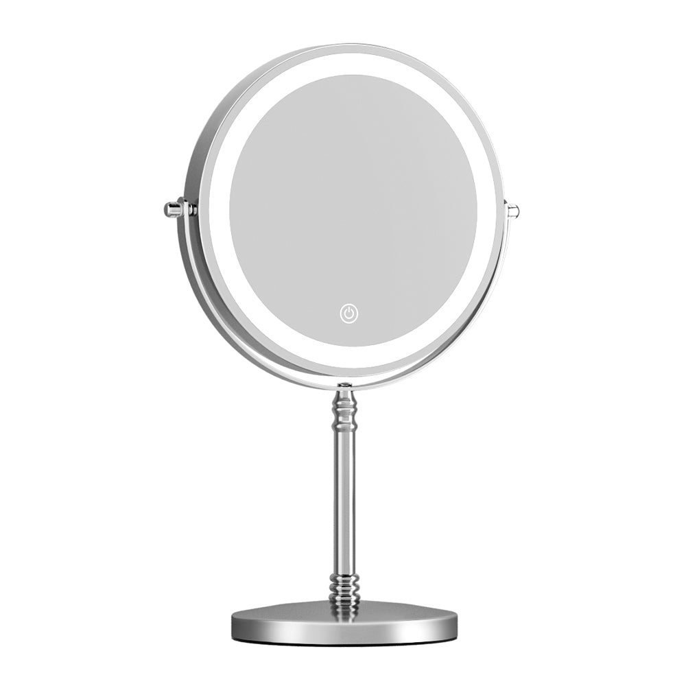 Makeup Mirror 20x20cm 10X Magnifying with LED Light Rotation Tabletop-7