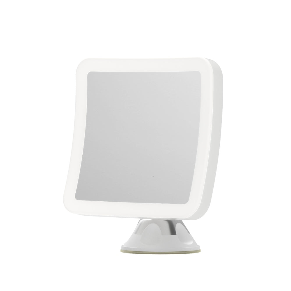 Makeup Mirror 10X Magnification LED Light Adjustable Rotation with cordless suction cup on white background