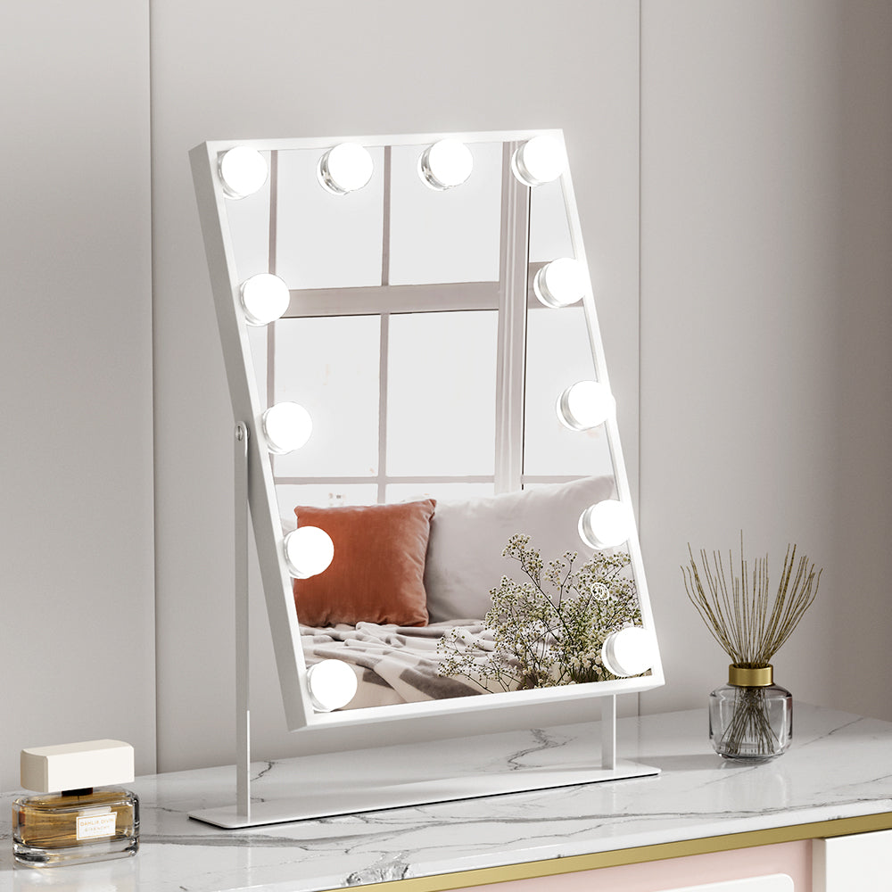 Bluetooth Makeup Mirror 30x40cm Hollywood Vanity with LED Light White