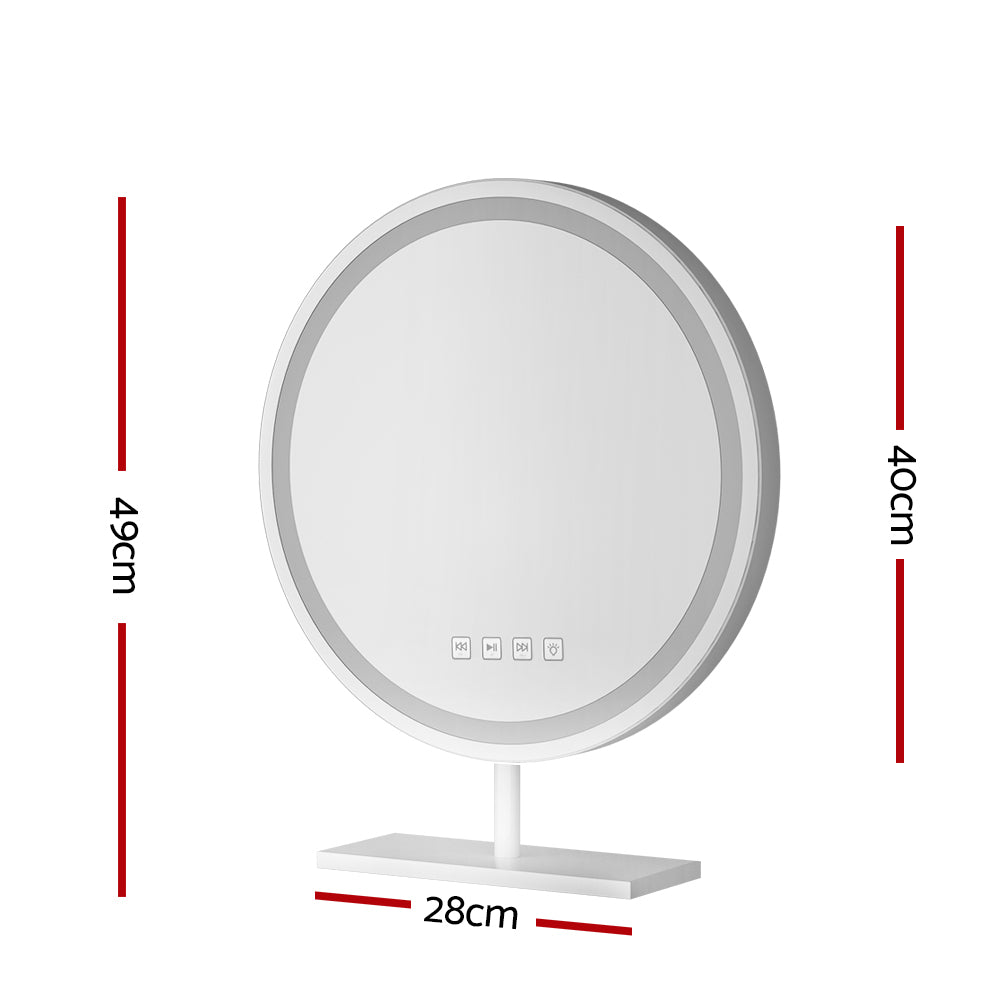 Makeup Mirror 40x40cm Hollywood Vanity with LED Light Tabletop Round