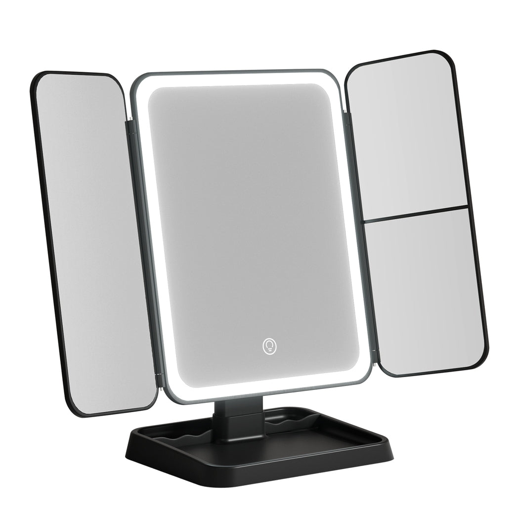 LED Makeup Mirror Tri-fold Lighted Vanity Mirrors 1X2X3X Magnifications