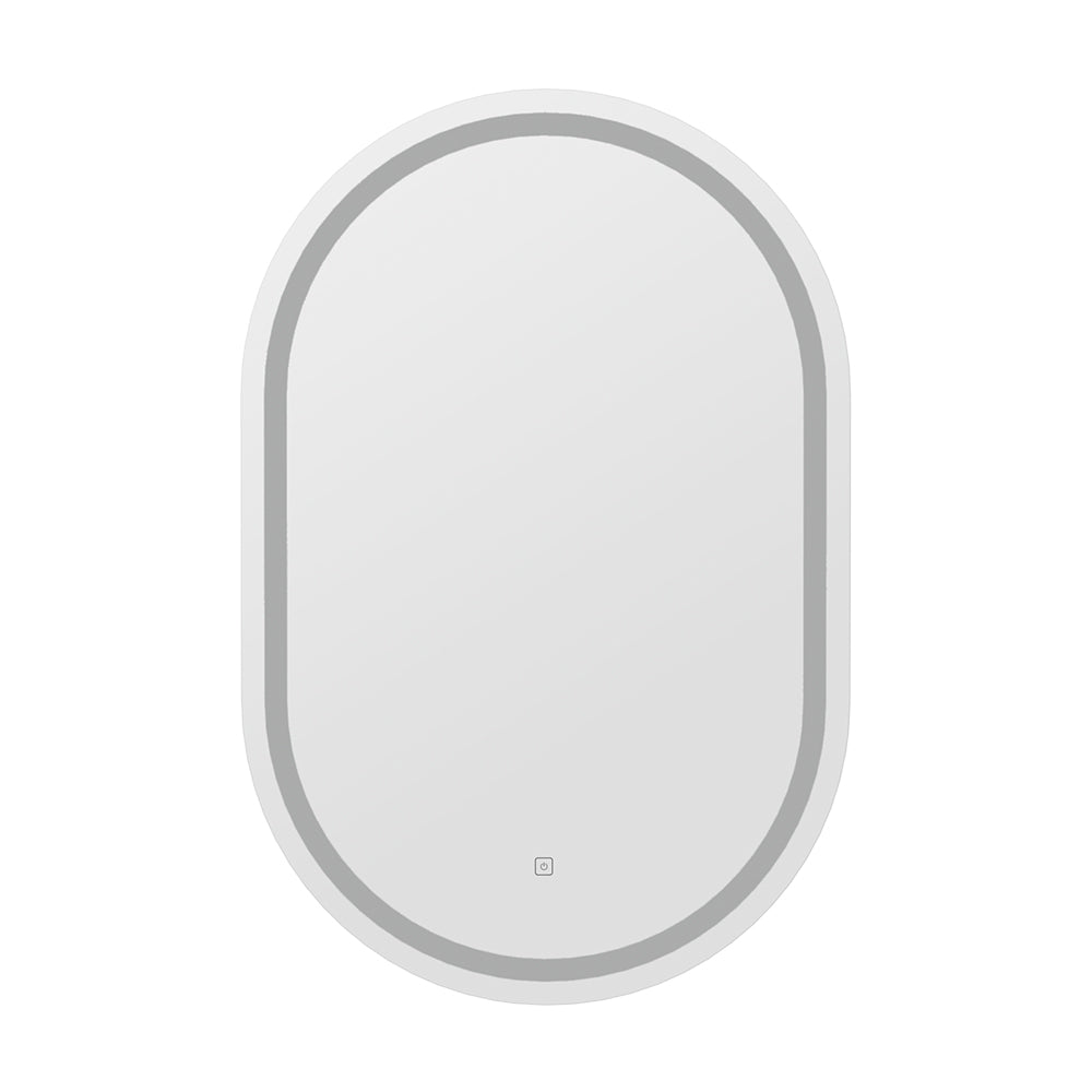 LED Wall Mirror With Light 50X75CM Bathroom Decor Oval Mirrors Vanity with illuminated oval frame and touch control on white background