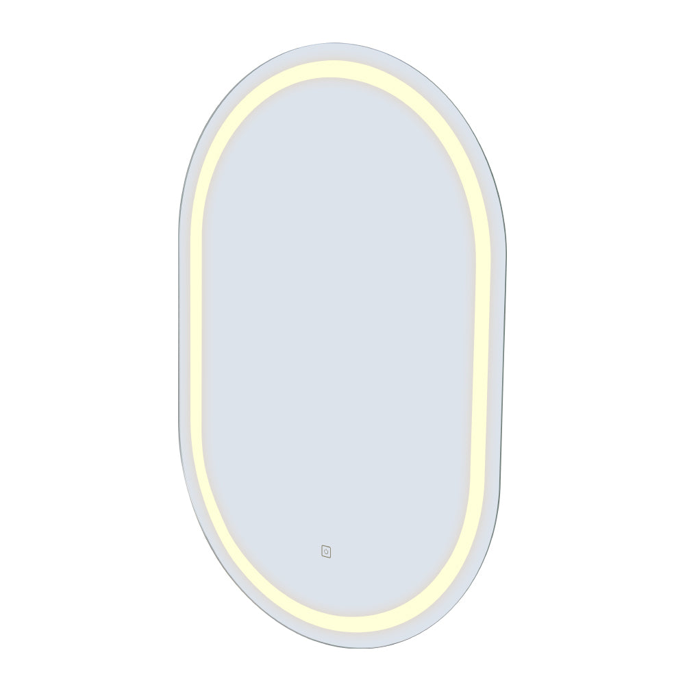 2 LED Wall Mirror With Light 50X75CM Bathroom Decor Oval Mirrors Vanity