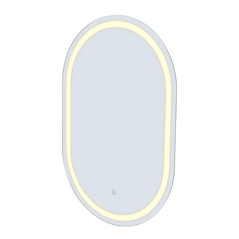 2 LED Wall Mirror With Light 50X75CM Bathroom Decor Oval Mirrors Vanity with illuminated oval edge on white background
