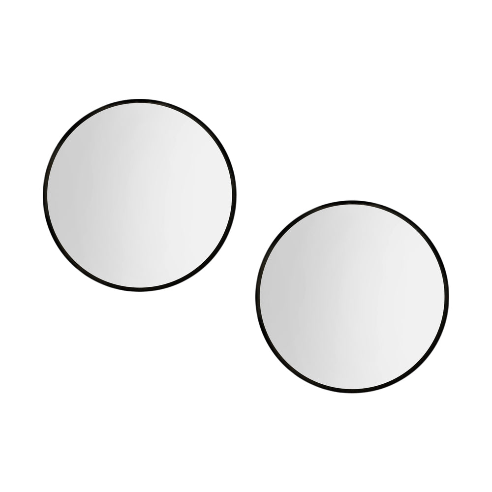 2 Wall Mirror Makeup 50cm Home Decor Framed Mirrors Bathroom Round Black with sleek black frames and clear reflective surface