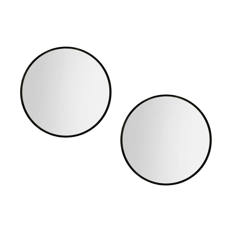 2 Wall Mirror Makeup 50cm Home Decor Framed Mirrors Bathroom Round Black with sleek black frames and clear reflective surface