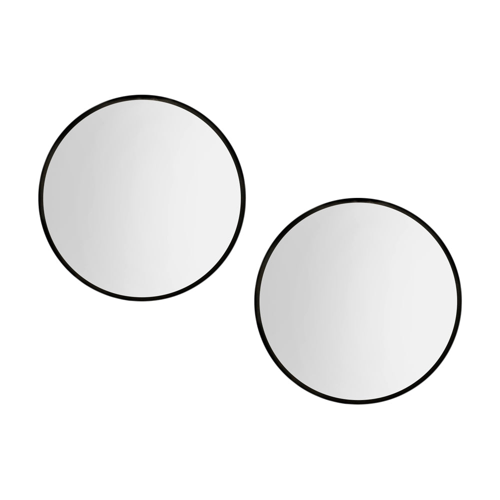 2 Wall Mirror Makeup 60cm Home Decor Framed Mirrors Bathroom Round Black-1