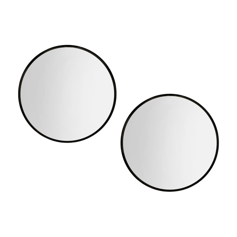 2 Wall Mirror Makeup 60cm Home Decor Framed Mirrors Bathroom Round Black-1