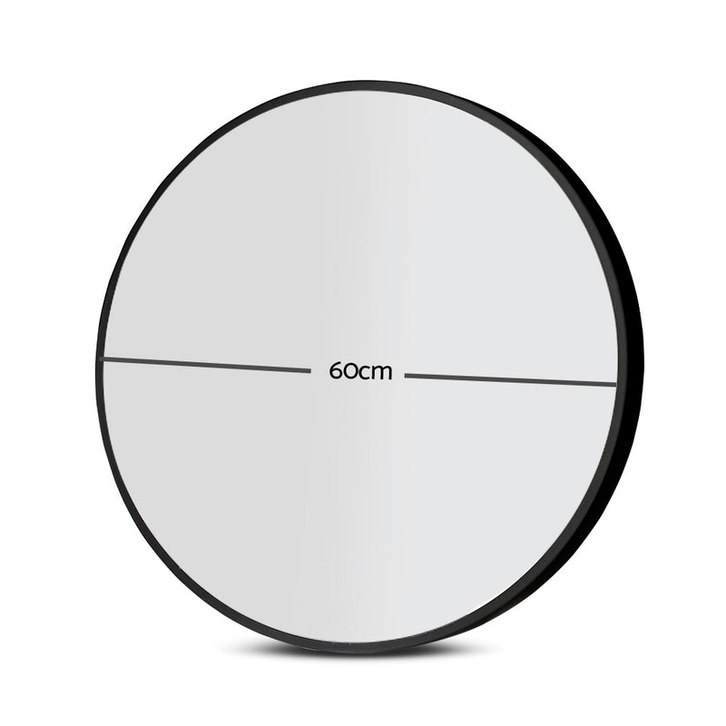 2 Wall Mirror Makeup 60cm Home Decor Framed Mirrors Bathroom Round Black-2
