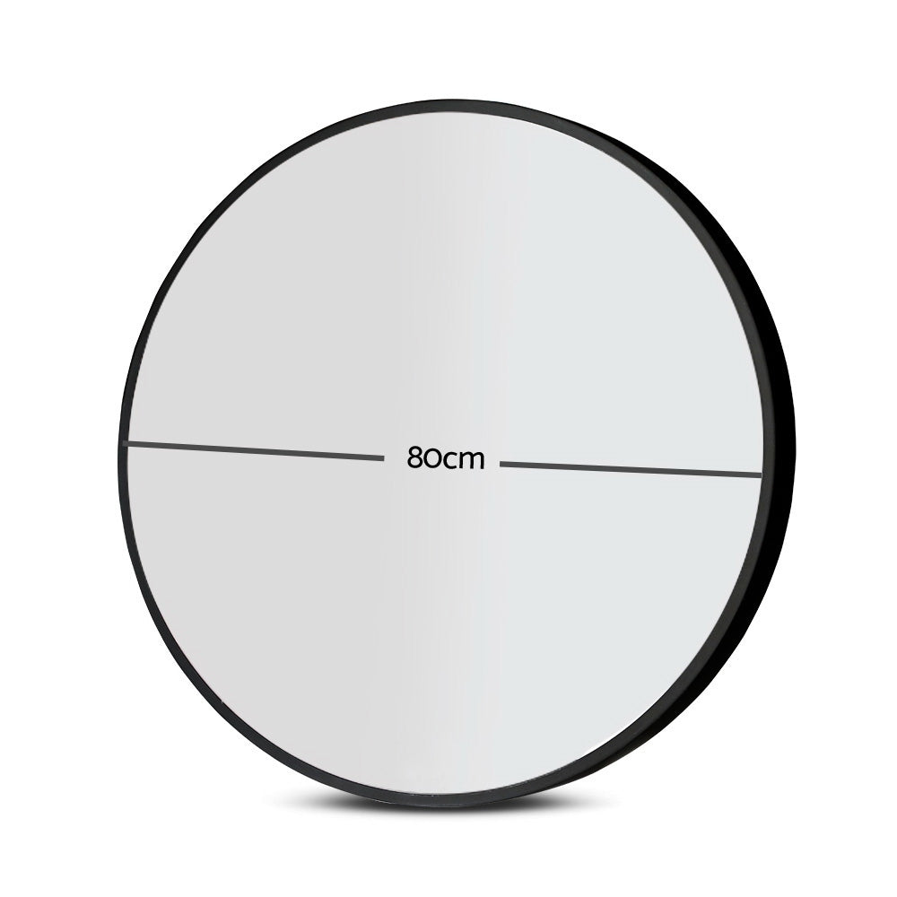 2 Wall Mirror Makeup 80cm Home Decor Framed Mirrors Bathroom Round Black