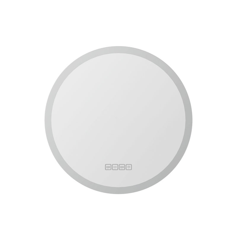 Bluetooth LED Wall Mirror With Light 50CM Bathroom Decor Round Mirrors with touch controls on a white background