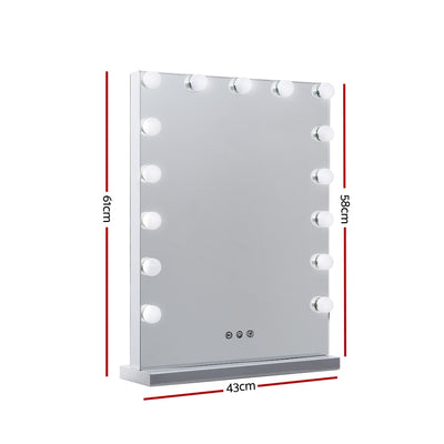 Makeup Mirror 43x61cm Hollywood Vanity with LED Light Tabletop Wall