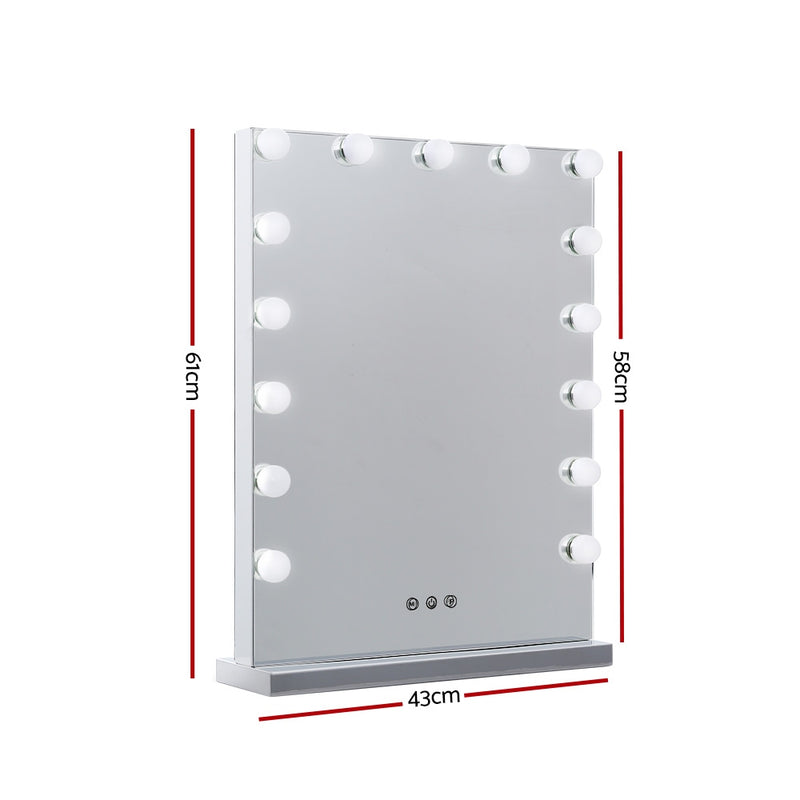 Makeup Mirror 43x61cm Hollywood Vanity with LED Light Tabletop Wall-2