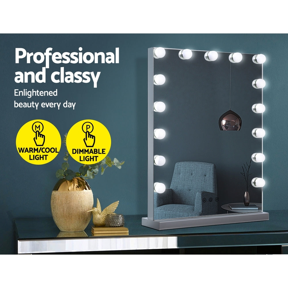 Makeup Mirror 43x61cm Hollywood Vanity with LED Light Tabletop Wall-4