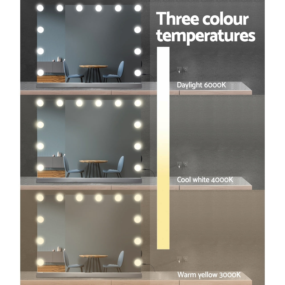Makeup Mirror 58x46cm Hollywood Vanity with LED Light Tabletop Wall