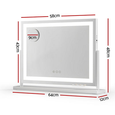 Makeup Mirror 58x46cm 360～ Rotatable Vanity Mirror with Lights Bright Light Strip Adjustable