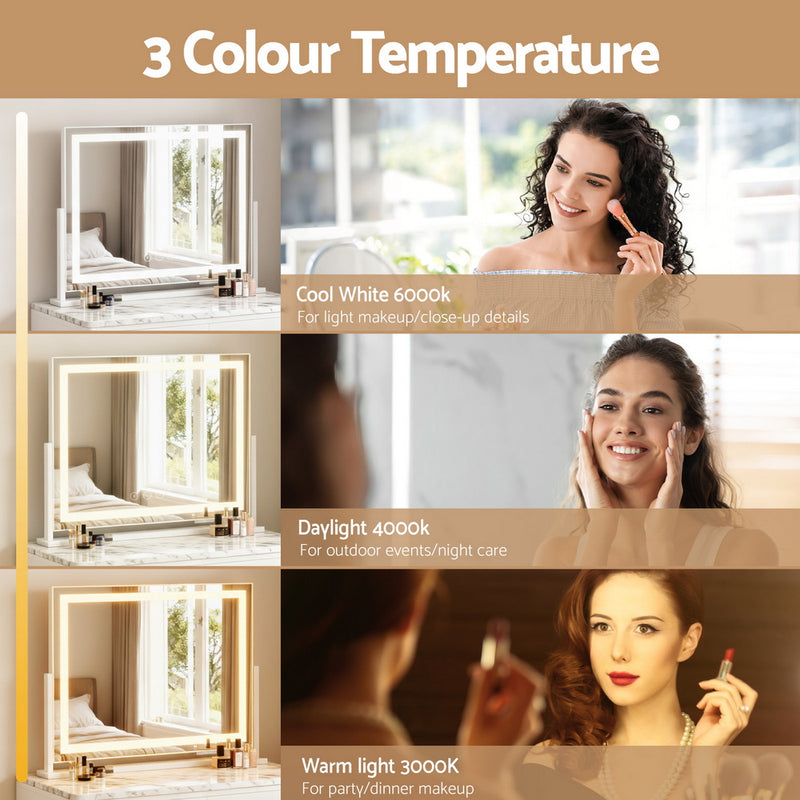 Makeup Mirror 58x46cm 360～ Rotatable Vanity Mirror with Lights Bright Light Strip Adjustable-4