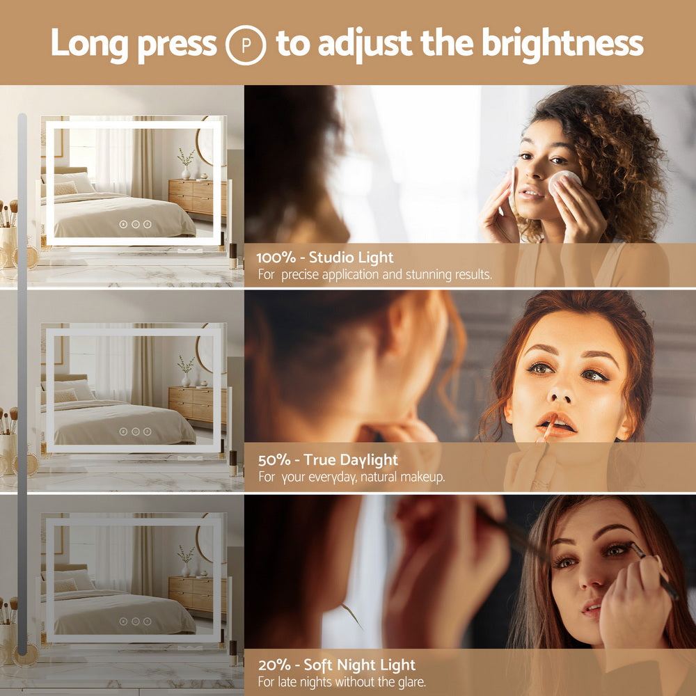 Makeup Mirror 58x46cm 360～ Rotatable Vanity Mirror with Lights Bright Light Strip Adjustable