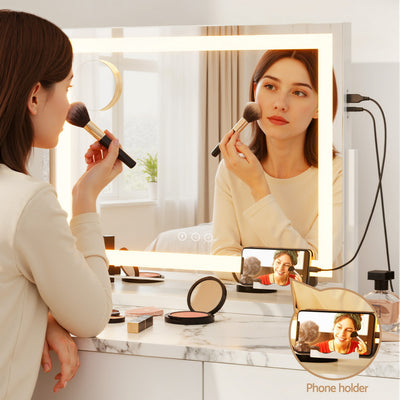 Makeup Mirror 58x46cm 360～ Rotatable Vanity Mirror with Lights Bright Light Strip Adjustable
