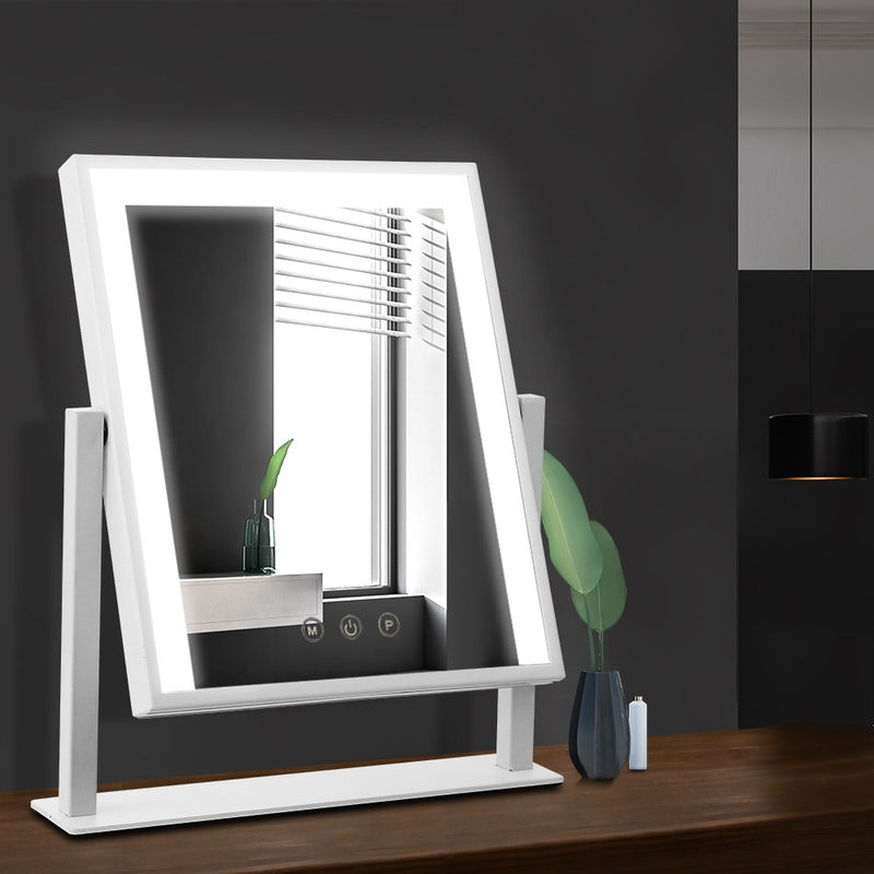 Makeup Mirror 25x30cm Hollywood Vanity with LED Light Rotation White-7