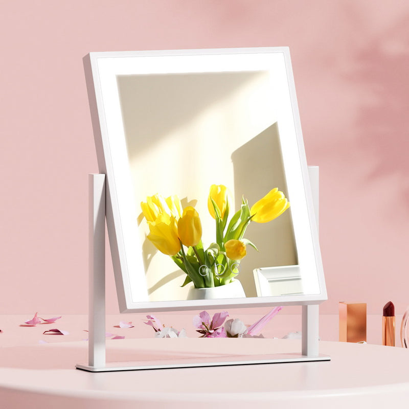 Makeup Mirror 25x30cm Hollywood Vanity with LED Light Rotation White-1