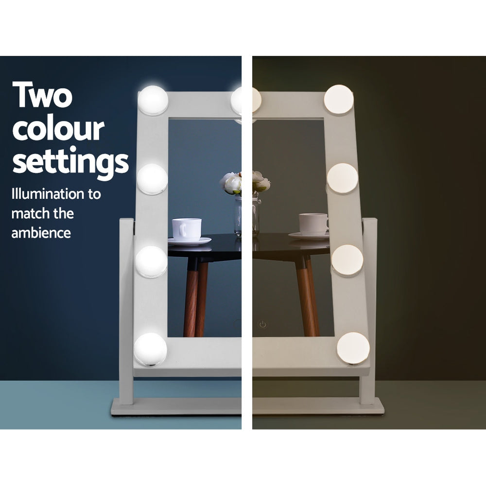 Makeup Mirror 30x38cm Hollywood Vanity with LED Light Rotation Tabletop-5