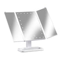 Makeup Mirror with 24 LED light Tri-fold Dimmable Tabletop Storage