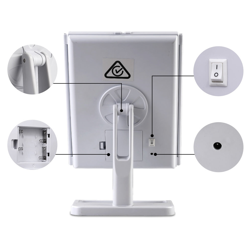 Makeup Mirror with 24 LED light Tri-fold Dimmable Tabletop Storage-5