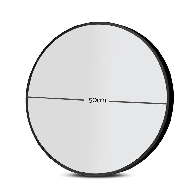 Wall Mirror Makeup 50cm Home Decor Framed Mirrors Bathroom Round Black-2