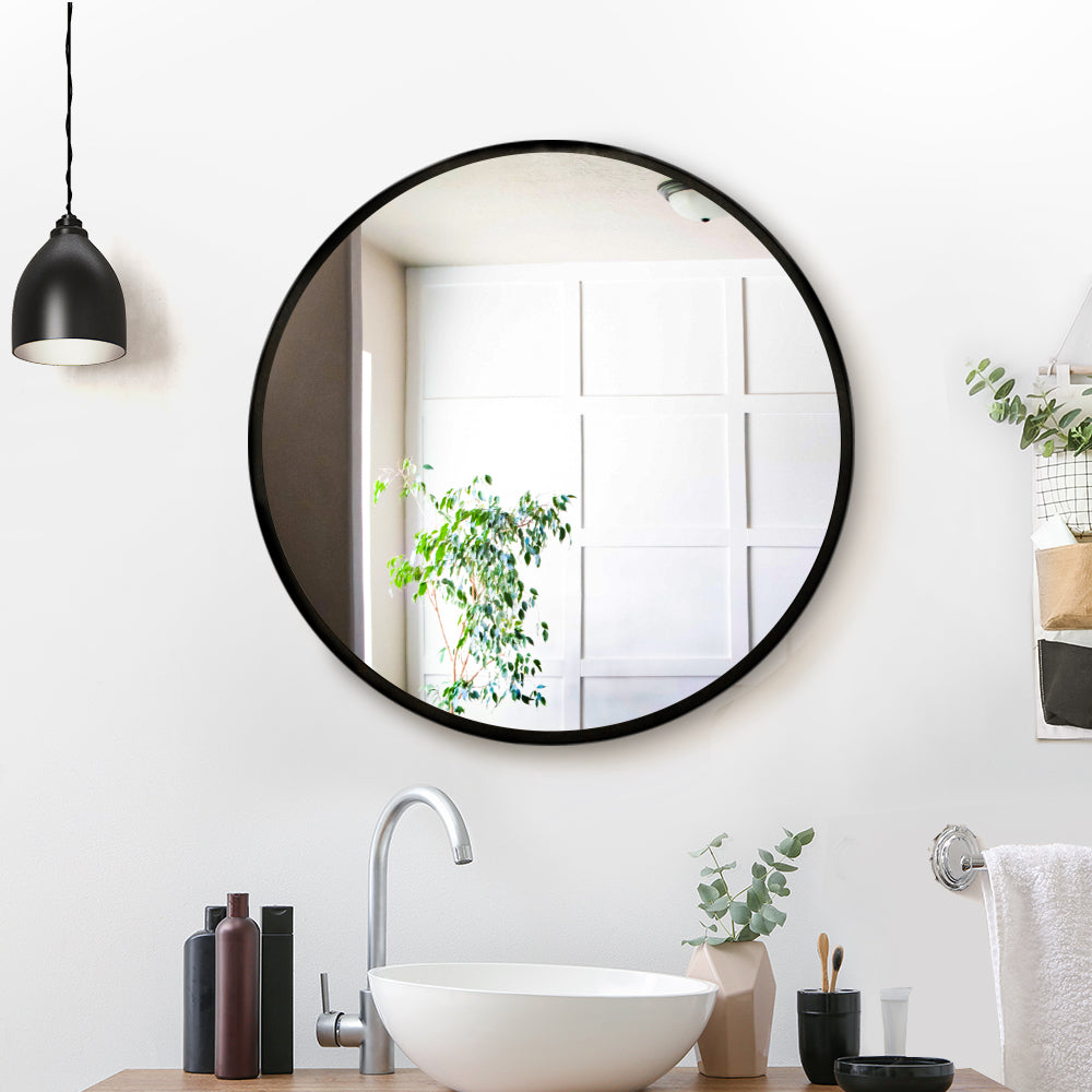 Wall Mirror Makeup 50cm Home Decor Framed Mirrors Bathroom Round Black