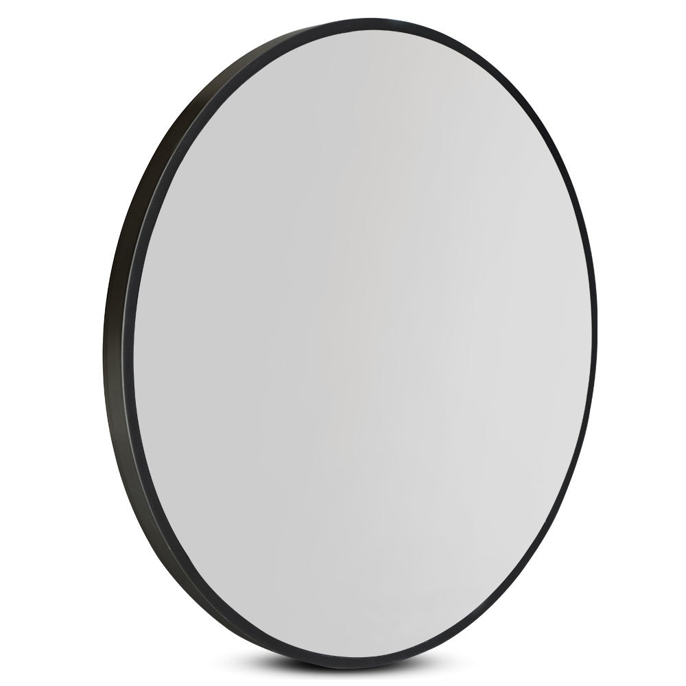 Wall Mirror Makeup 60cm Home Decor Framed Mirrors Bathroom Round Black-1