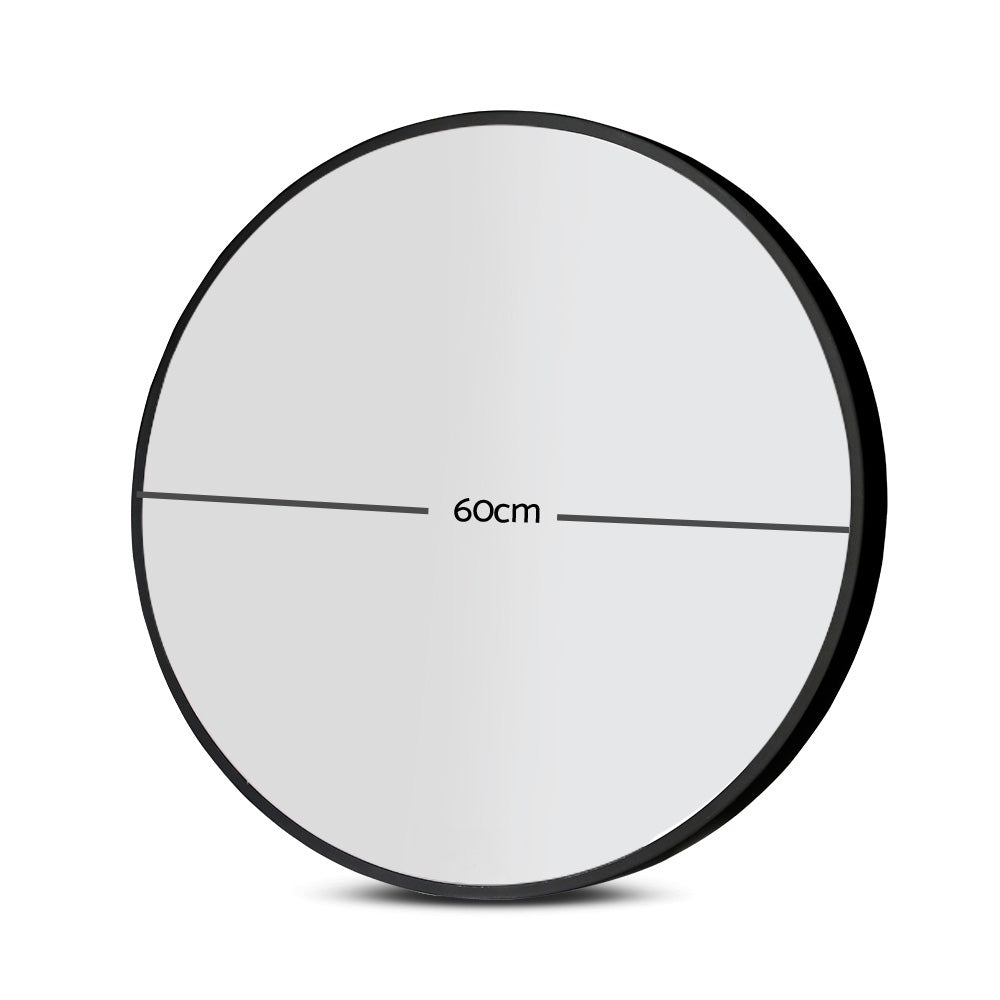 Wall Mirror Makeup 60cm Home Decor Framed Mirrors Bathroom Round Black-2