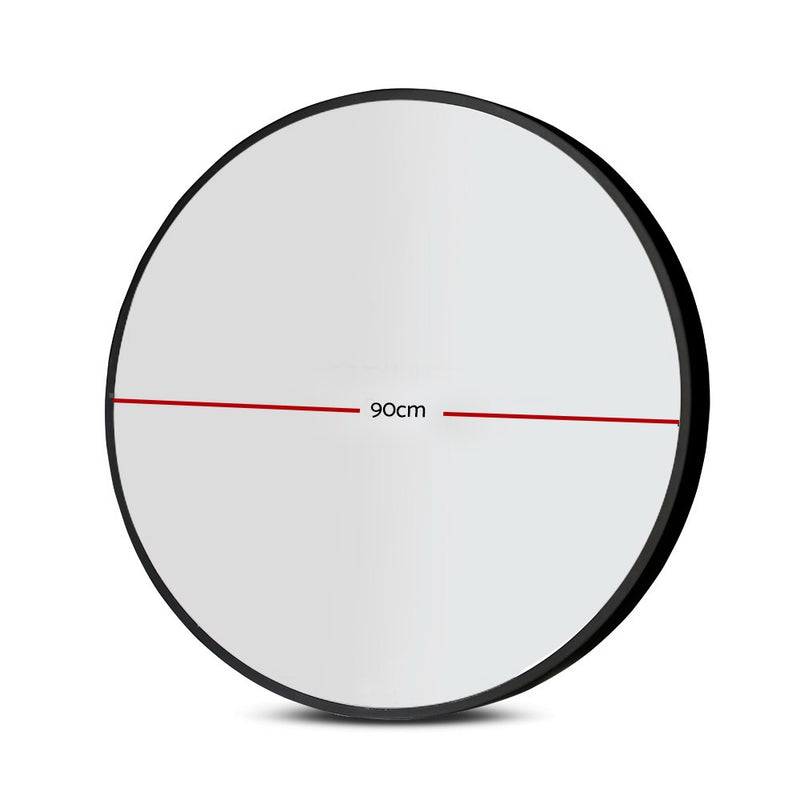 Wall Mirror Makeup 90cm Home Decor Framed Mirrors Bathroom Round Black-2