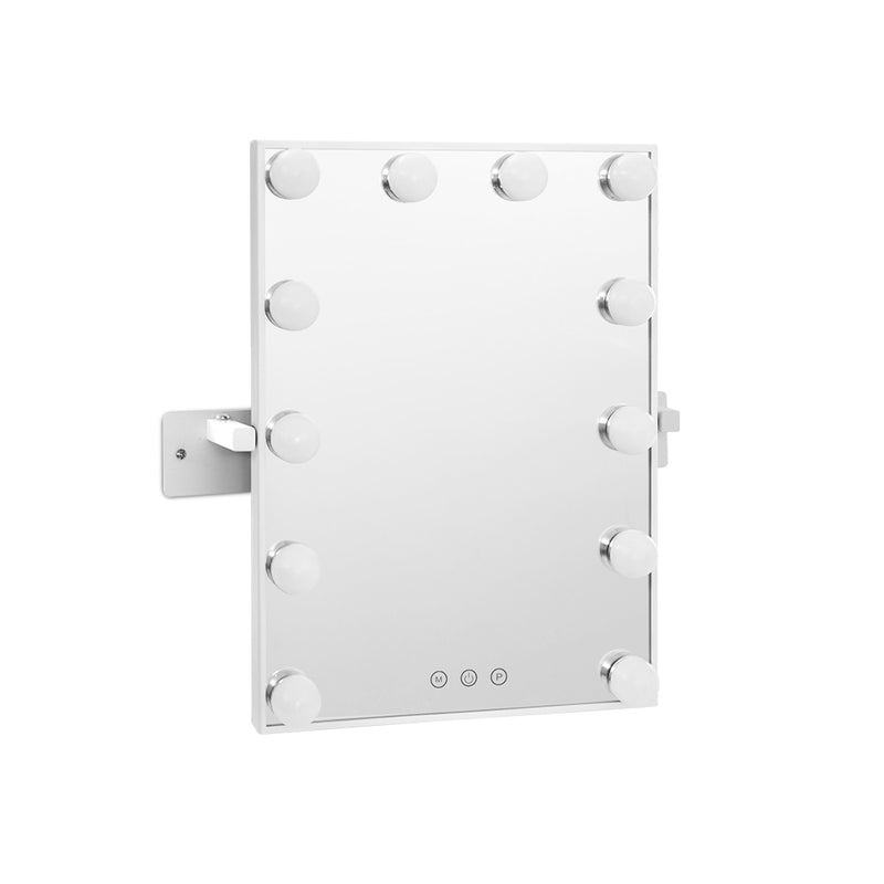 Hollywood Wall mirror Makeup Mirror With Light Vanity 12 LED Bulbs with adjustable lights and wall-mounted metal frame on white background