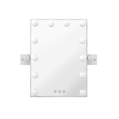 Hollywood Wall mirror Makeup Mirror With Light Vanity 12 LED Bulbs with adjustable lights and metal frame on white background.