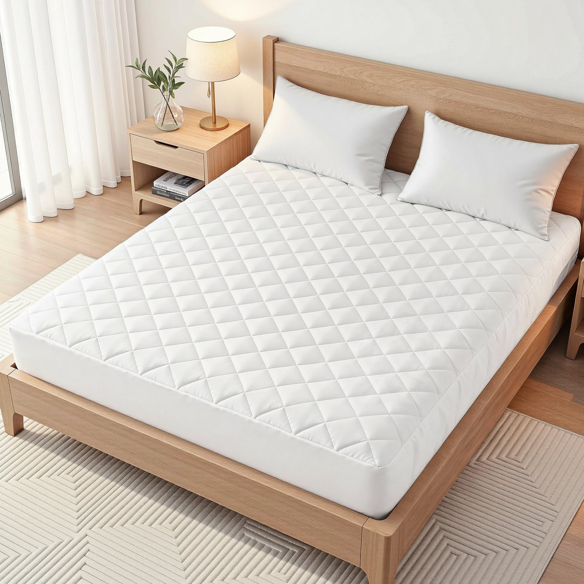 Waterproof Mattress Protector 100% Cotton Quilted Fitted Cover King