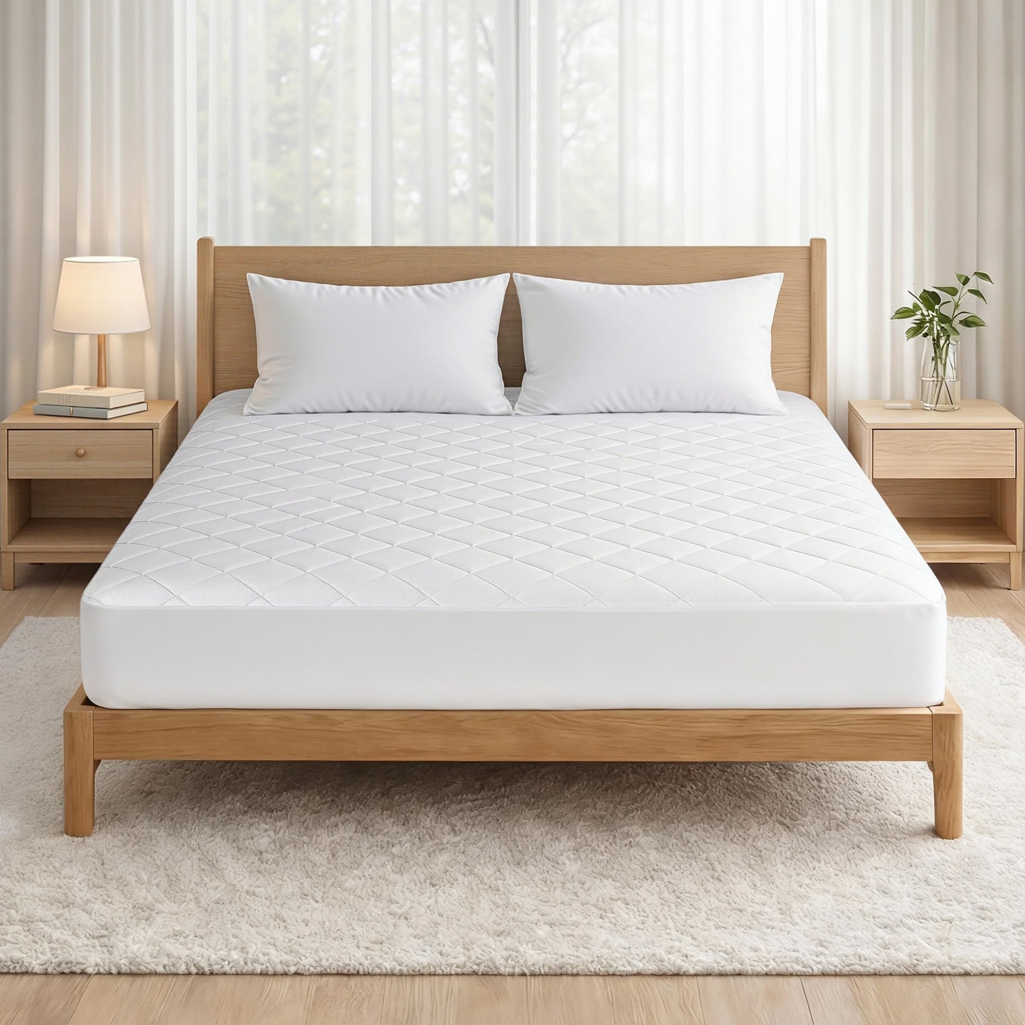Waterproof Mattress Protector 100% Cotton Quilted Fitted Cover King