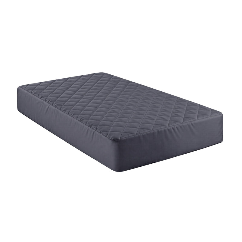 Water-Resistant Mattress Protector Microfiber 360° Fit King Single in dark gray with quilted surface for bed protection