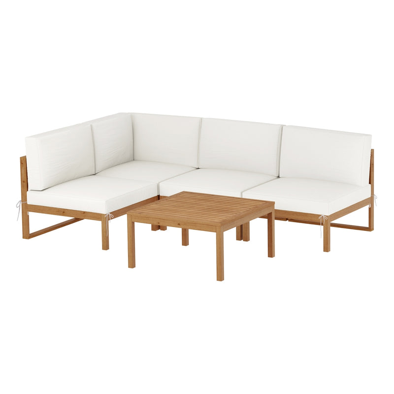 4-Seater Outdoor Sofa Set Wooden Lounge Setting 5PCS-1
