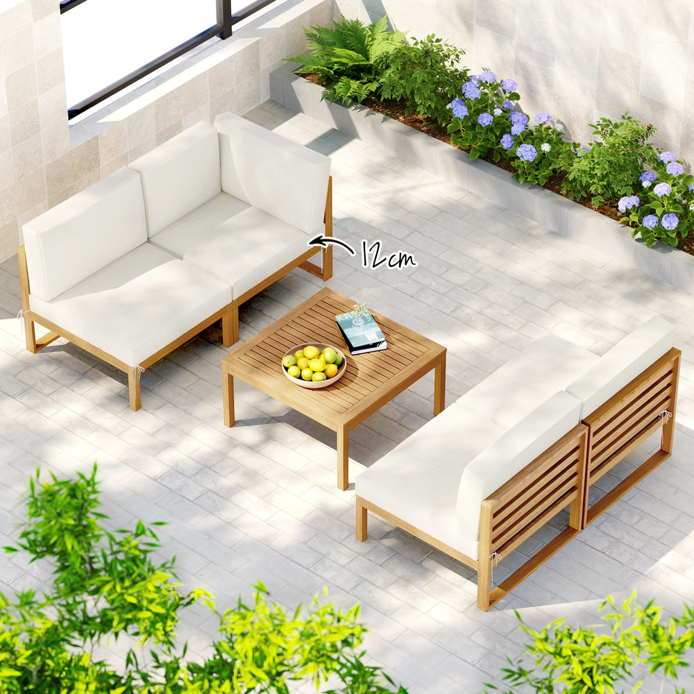 4-Seater Outdoor Sofa Set Wooden Lounge Setting 5PCS