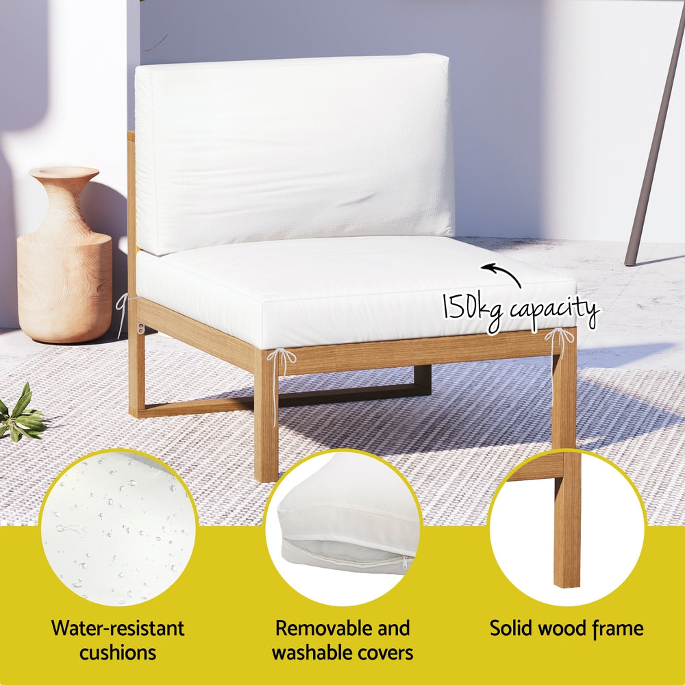 4-Seater Outdoor Sofa Set Wooden Lounge Setting 5PCS-5