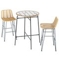 3-Piece Outdoor Bar Set Wicker Table Chairs Patio Bistro