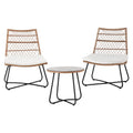3-Piece Outdoor Wicker Bistro Set – Table & Chairs, Brown Rattan
