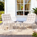 3PC Outdoor Steel Bistro Set with Table and Chairs - Khaki