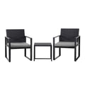 3PC Outdoor Bistro Set Patio Furniture Wicker Dining Chairs Table Cushion Black