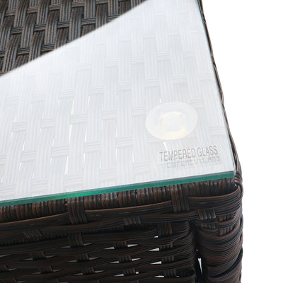 3PC Outdoor Bistro Set Patio Furniture Wicker Setting Chairs Table Cushion Brown