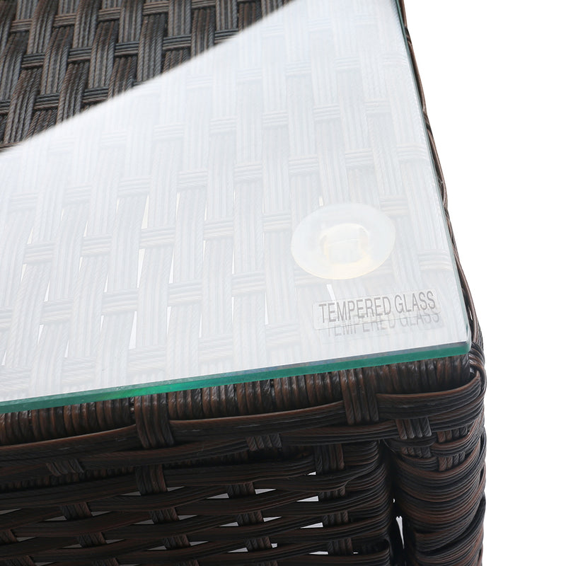 3PC Outdoor Bistro Set Patio Furniture Wicker Setting Chairs Table Cushion Brown-6